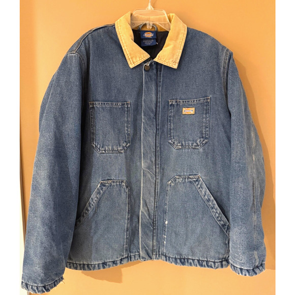Vintage Dickies Denim Chore Jacket Mens Size XL Blue Quilted Lining